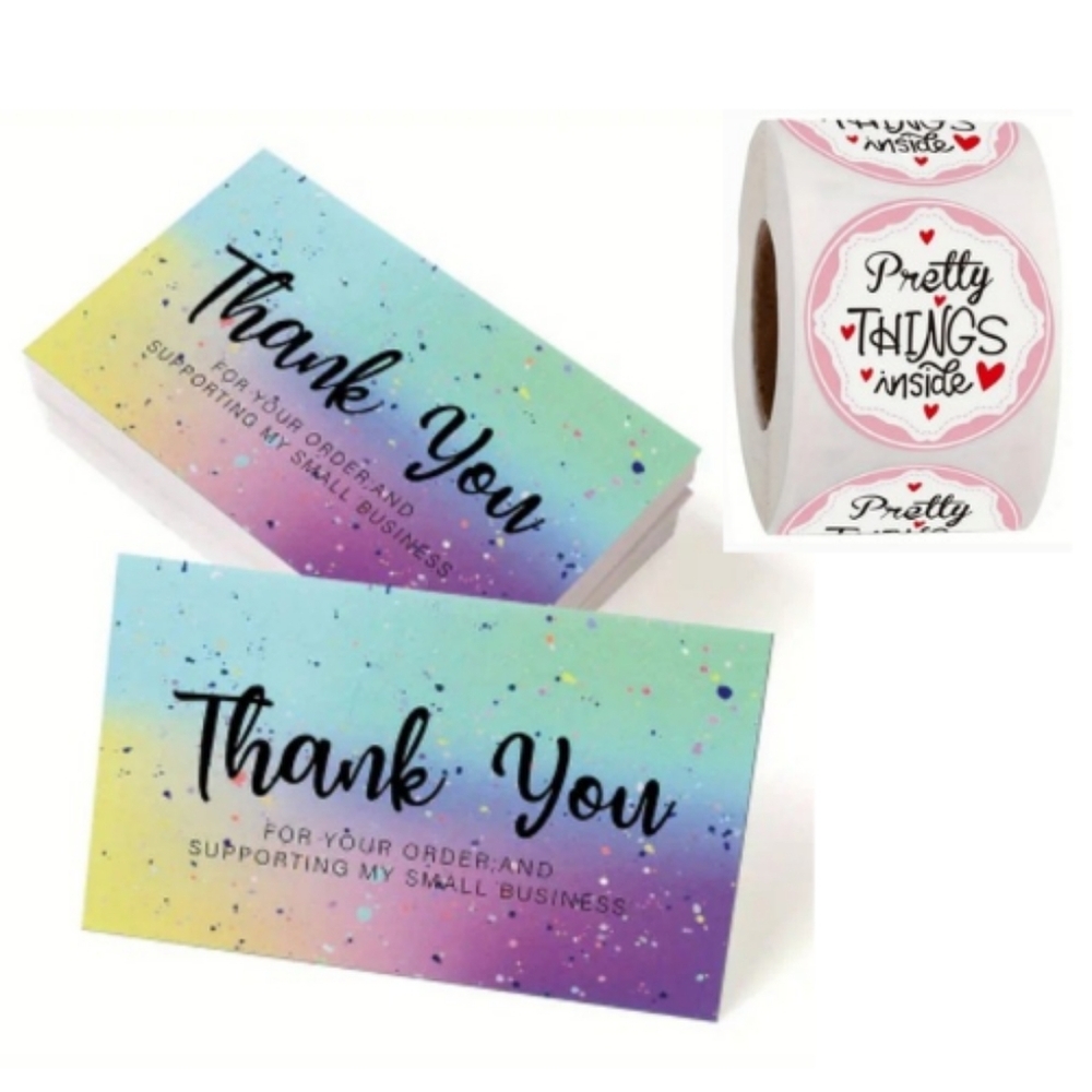 550 Pc Toned Confetti Colored Thank You Insert Cards and Stickers SALE